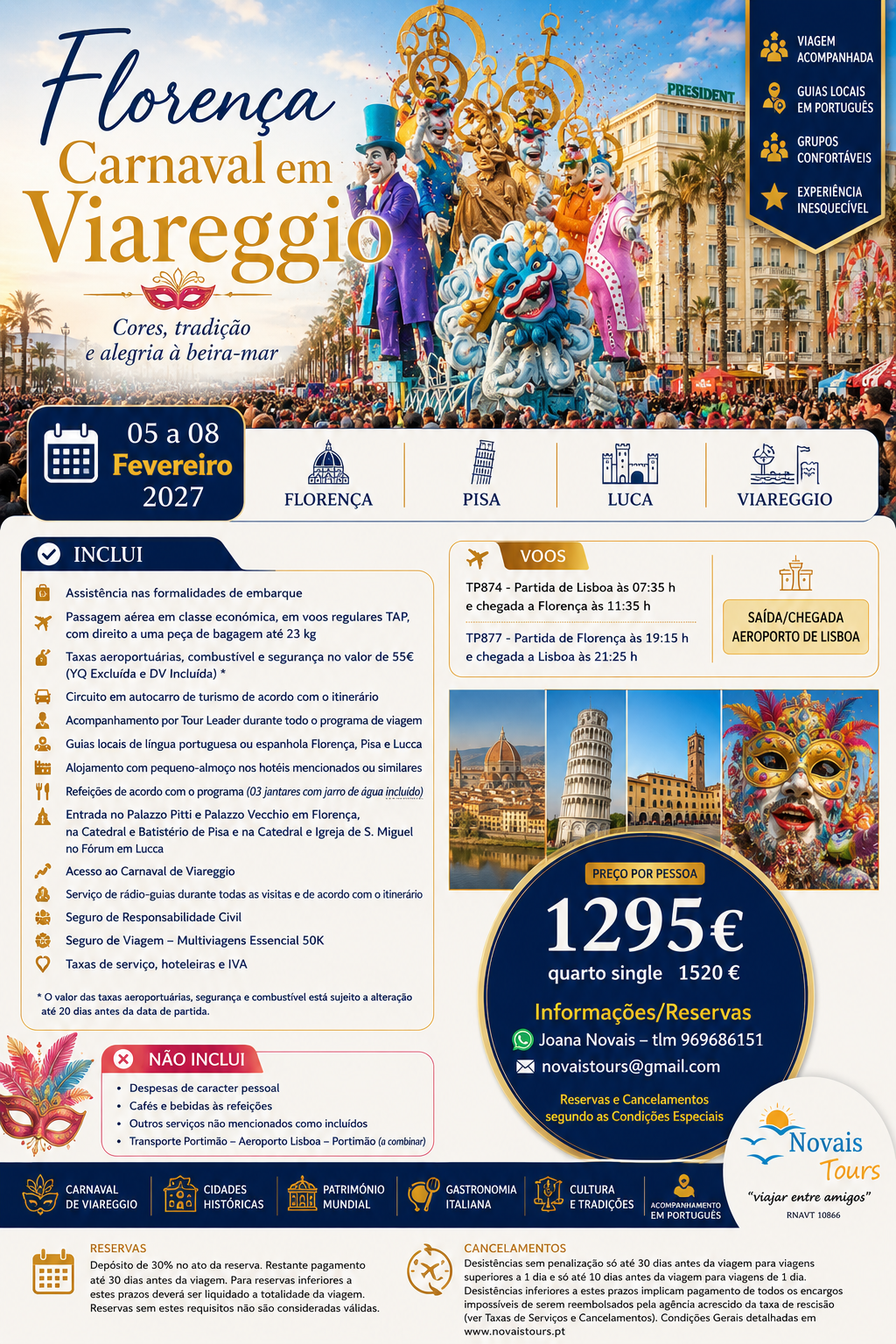 Florença com Carnaval de Viareggio - Operador 4Tours