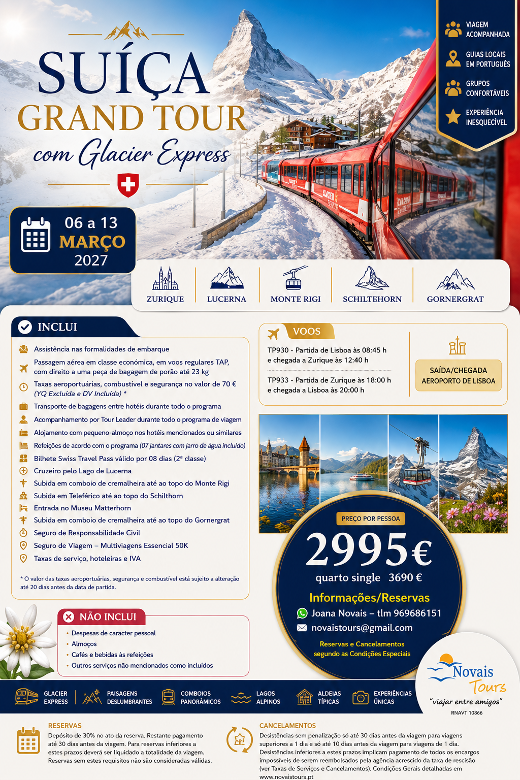 Suiça Grand Tour com Galcier Express - Operador 4Tours