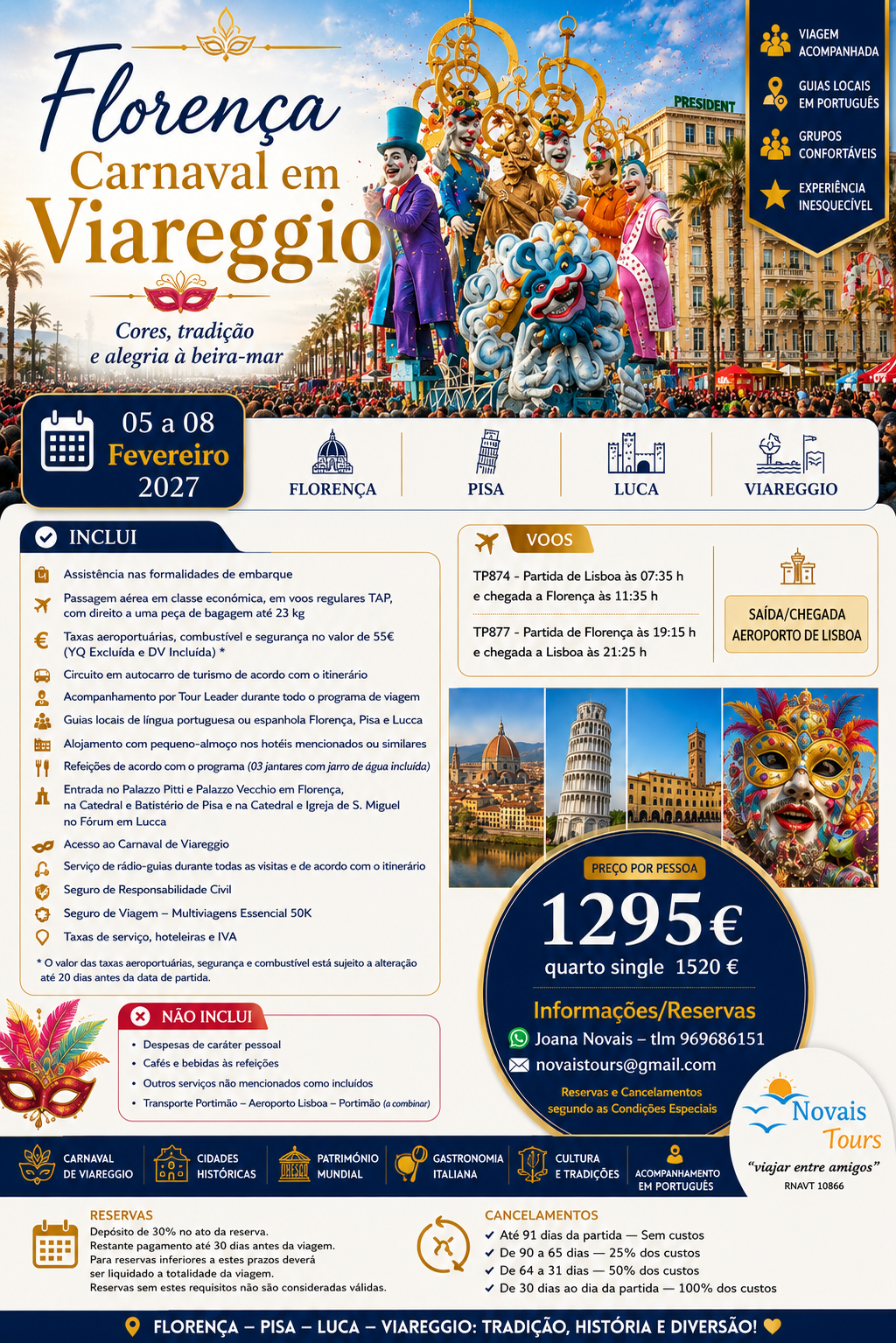 Florença com Carnaval de Viareggio - Operador 4Tours