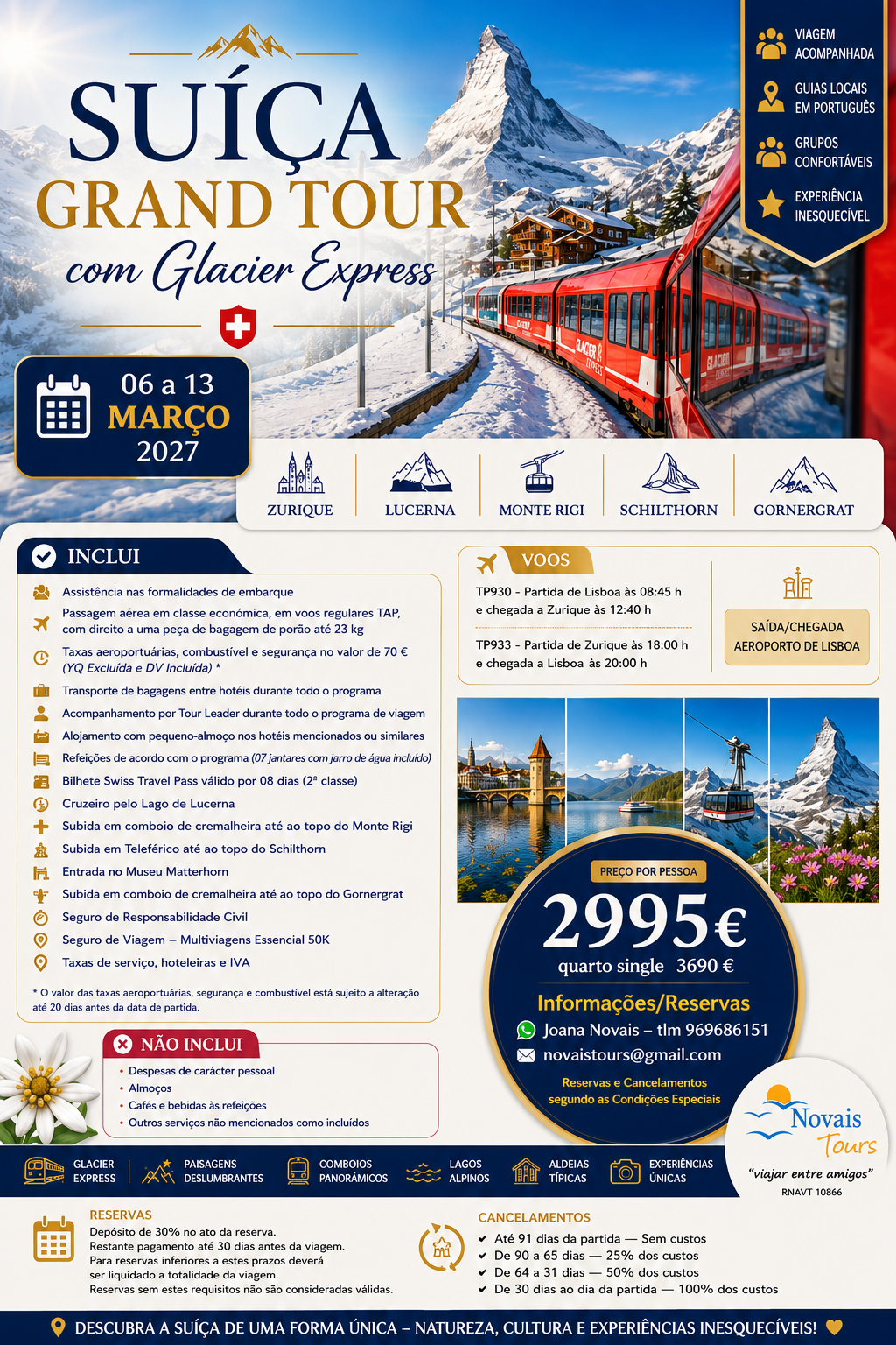 Suiça Grand Tour com Galcier Express - Operador 4Tours